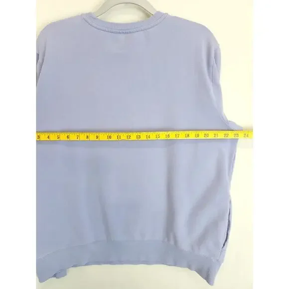 Fila‎ Sweatshirt XL Pullover Long Sleeve Pockets Crewneck Lilac Cotton Logo - Picture 6 of 9